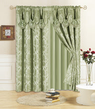 Load image into Gallery viewer, All American Collection New 4 Piece Drape Set with Attached Valance and Sheer with 2 Tie Backs Included